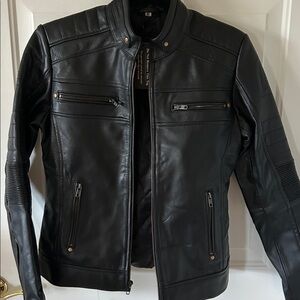 NEW with tag -Ladies black leather moto style jacket , size M.
